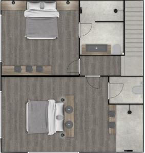 a floor plan of a room with a bedroom at Mountain Hideway Birgkar in Mühlbach am Hochkönig