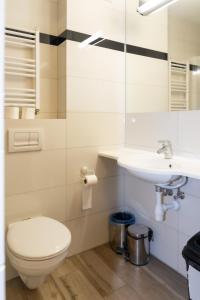 a bathroom with a toilet and a sink at Panorama in Okuninka