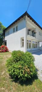 a white house with a bush in front of it at Nadia's home in Ilidža