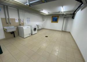 a laundry room with a washing machine and a sink at River Dream in Val-d'Illiez