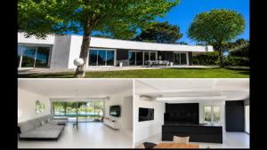 a living room and dining room of a house at Maison orchidée in Nîmes