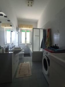 a bathroom with a sink and a washing machine at Tra mare e vigneti in Ortona