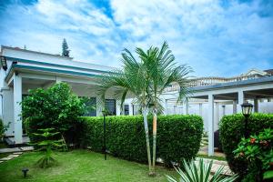 a palm tree in front of a house at Villa Mélaure in Abomey-Calavi
