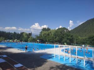 a group of people in a swimming pool at Chalet Johannes in Liptovský Ján