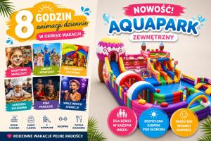 a flyer for a toy store with an inflatable water park at Olivina Park Spa - domki z dostępem do krytego basenu, saun, wyżywienia i atrakcji dla dzieci in Niechorze