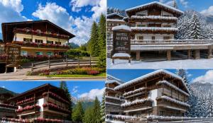 eine Fotocollage eines Hotels in den Bergen in der Unterkunft Hotel Ai Pini in Vigo di Fassa