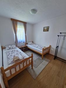 a bedroom with two beds and a window at Unique Una in Ripač