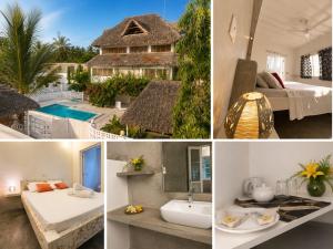 a collage of photos of a villa and a resort at Hide Away Villa in Watamu