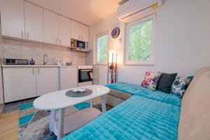 a living room with a couch and a table at Golden Lake House in Konjic