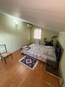 a bedroom with a bed and a chair in it at Home in Mtskheta in Mtskheta