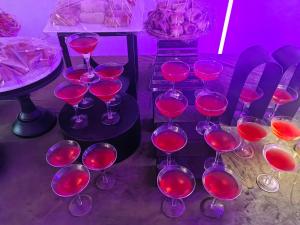 a group of wine glasses sitting on a table at Bintumani in Freetown