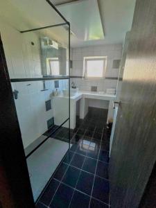 a bathroom with a shower and a sink at Signature events in Malečnik