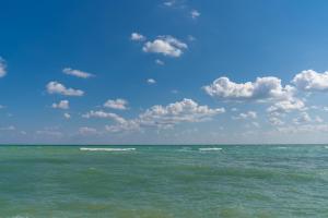 a view of the ocean with a blue sky and clouds at Mera Maris in Cap Aurora