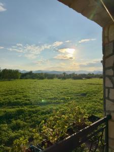 a view from the porch of a farm house with a field at Casa di Kiara, Skadar Lake in Dodoši
