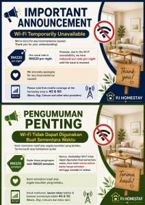 a flyer for a program for permanent furniture permitting at PJ Homestay in Parit Raja