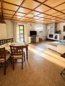 a large living room with a table and a couch at Ubytování ve vinici in Hustopeče