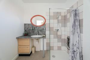 a bathroom with a sink and a mirror at La Grange in Reichstett +46 photos