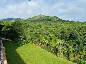 a garden with a view of a mountain at Windowind Resort in Koroth
