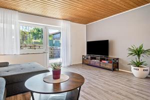 a living room with a couch and a tv at Carmen in Wald