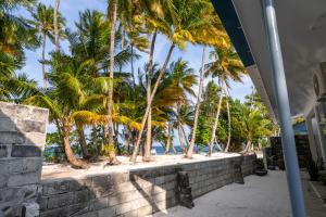 a row of palm trees on the beach at Villa Argento in Rimbudu