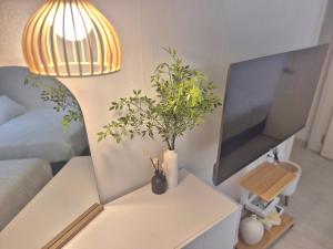 a living room with a table with a plant on it at 원하우스 in Seoul