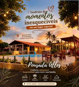a flyer for a resort with a swimming pool at POUSADA ALLES in Santo Amaro