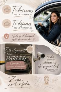 a collage of photos with a woman sitting in a car at Habitación Privada in Libertador General San Martín