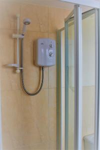 a shower in a bathroom with a shower at Trevellis Bed and Breakfast in Newquay +37 photos
