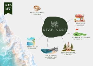 a map of the star next geopark with a lighthouse at Star Nest - Secluded Forest Property in Gualala