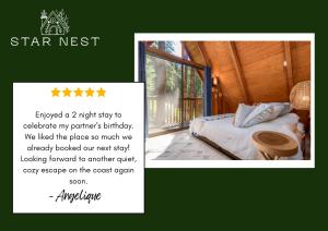 a picture of a bedroom with a bed and a window at Star Nest - Secluded Forest Property in Gualala
