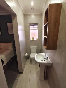 a small bathroom with a sink and a toilet at River Suite at On-the-Up in Potchefstroom +16 photos