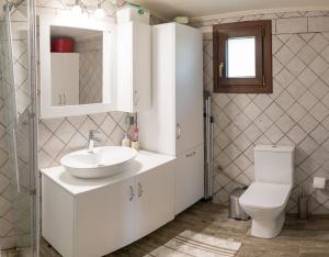 a bathroom with a white sink and a toilet at Κτήμα Βασίληγιάννη in Kouklésion +25 photos