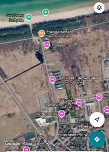 a map of a field with buildings on it at Domki Gala- blisko plaży, basen z podgrzewaną wodą , sauna , parking in Grzybowo