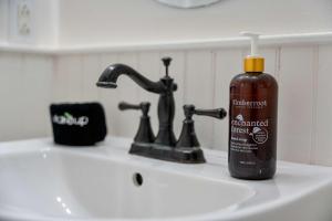 a bottle of shampoo sitting on top of a sink at Historic Riverview Inn Suite Nine in Chattanooga +23 photos