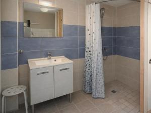 a bathroom with a sink and a shower at Appartement Coloquinte-Résidence Les Glycines in Eugénie-les-Bains