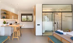 a room with a kitchen and a bathroom at My Aloni Luxury Residences in Plakias +66 photos