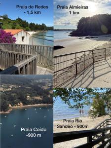 a collage of four pictures of different places at Casa Mirabel Laurel in Fene