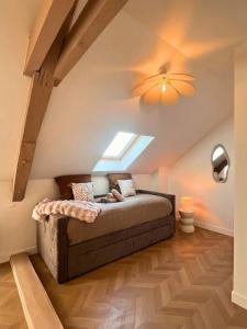 a bedroom with a couch in a attic at Maisons Sauvage 3 3 Bis in Romorantin