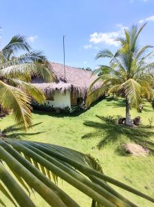 a house with palm trees in front of it at la casablanca moñitos in Moñitos