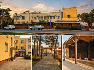 a collage of photos of a building and a street at "Hel" Wieniec Zdrój in Włocławek