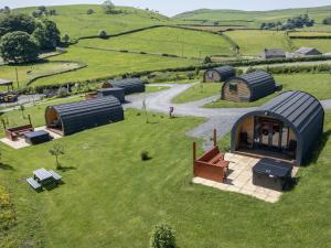 an overhead view of a group of domes in a field at Cherry in Ulverston