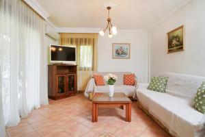 a living room with a couch and a tv at Althea in Skala Potamias
