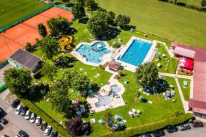 an overhead view of a toy park with a swimming pool at Das Heimsitz in Brixen im Thale