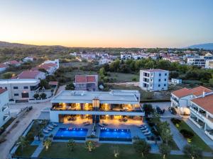 an aerial view of a building in a city at Villa Sika in Vir