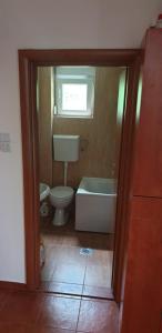 a bathroom with a toilet and a bath tub at Villa Natalija in Andrijevica +11 photos