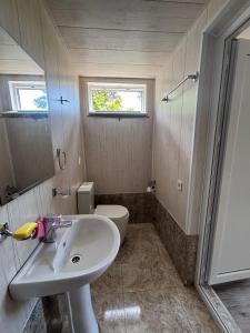 a bathroom with a sink and a toilet at Kety House in Makhinjauri +27 photos