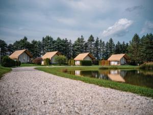 a row of cottages next to a river at Sunrise Lake Area in Unterlibitsch