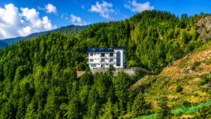 a building on the side of a mountain at Dharamshila Retreat in Chakrāta +26 photos
