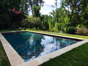 a swimming pool in the middle of a yard at Le 10, Reflets dans l'Eau in Saint-Clair-de-la-Tour