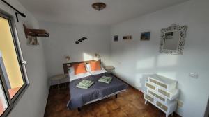 a small bedroom with a bed and a mirror at Casa Gustavo Apartman in La Guancha